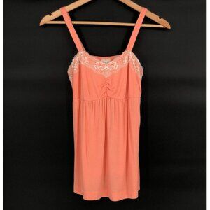Soma Women Lace Accent Babydoll Top S Peach Pink Y2k Going Out Top Empire Waist